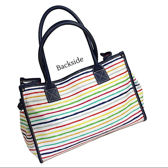 Dooney & Bourke Multi Watercolor White Blue Striped Tote - Picture 4 of 9